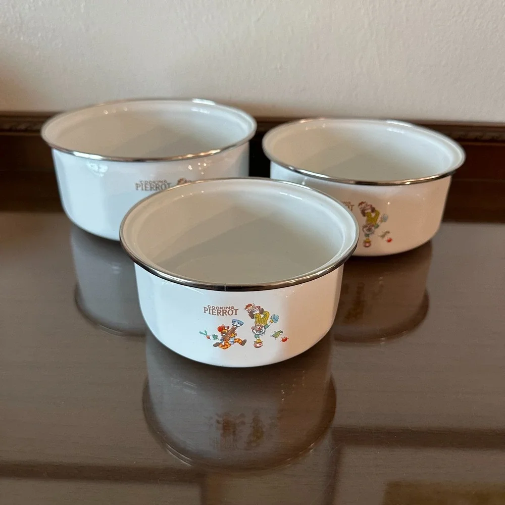 Vintage Enamelware‎ Cooking Pierrot Clown Bowl 3 Piece Set